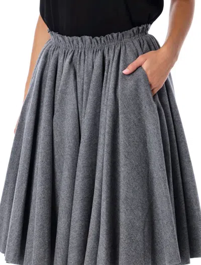 Ami Alexandre Mattiussi Grey Wool Midi Corolla Skirt Grey In Gray