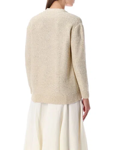 Fabiana Filippi Beige V Neck Sweater With Button Front In Multi