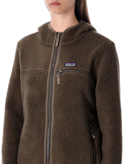 Patagonia Hooded Retro Fleece Jacket In Brown