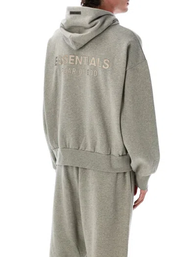 Fear Of God Essential Classic Fleece Hoodie Concrete Heater In Brown