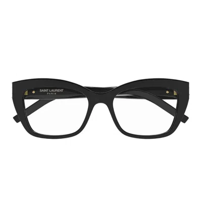 Saint Laurent Black Black Transparent Acetate Glasses In Black