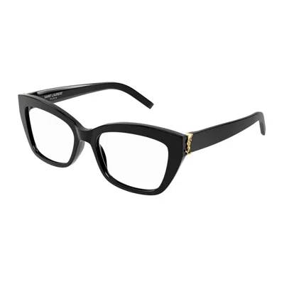 Saint Laurent Black Black Transparent Acetate Glasses In Black