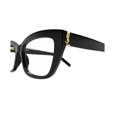 Saint Laurent Black Black Transparent Acetate Glasses In Black