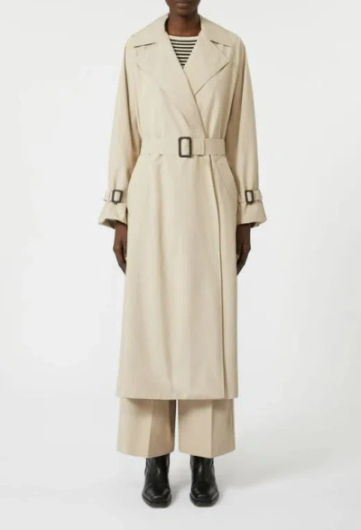 Weekend Max Mara Max Mara Weekend Long Waterproof Jacket In Barley With Belt In Neutral