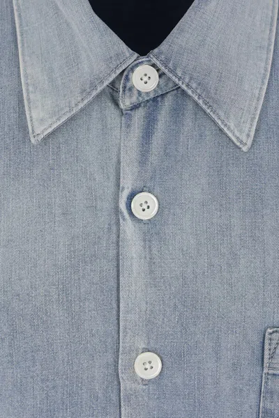 Our Legacy Long Sleeve Button-down Shirt Featuring Pocket In Blue