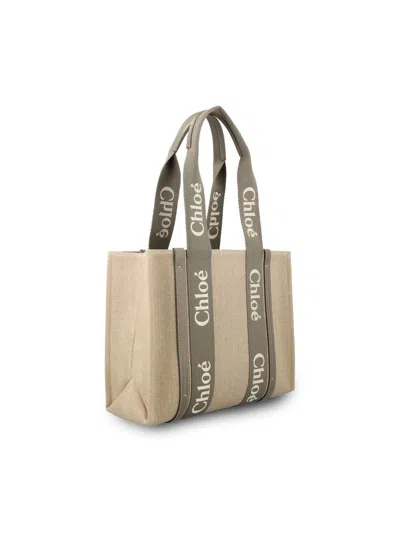 Chloé Woody Tote Bag In Neutral