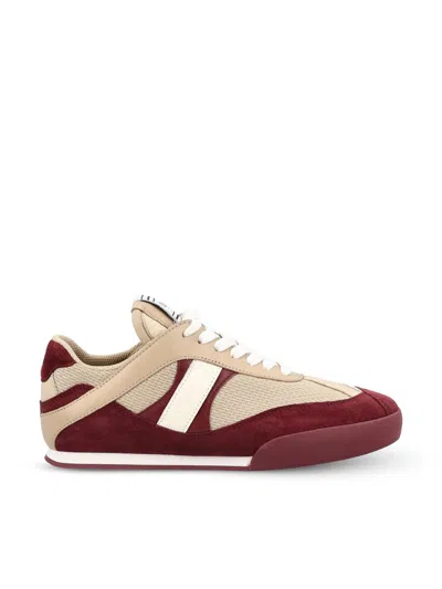 Chloé Kick Mixed Leather Retro Low-top Sneakers In Red