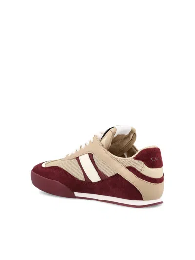 Chloé Kick Mixed Leather Retro Low-top Sneakers In Red