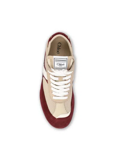 Chloé Kick Mixed Leather Retro Low-top Sneakers In Red