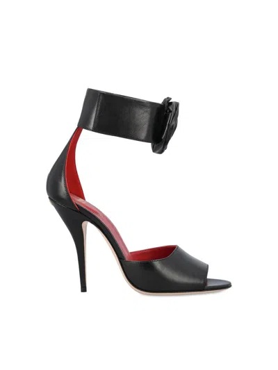 Valentino Garavani Drip Rose Kidskin Sandal With Crystals 105mm Woman Black 39.5 In Black