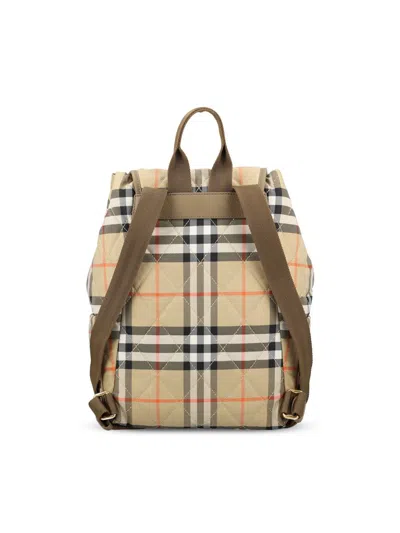 Burberry Womens Sand Horseshoe Check Woven Backpack In Neutral