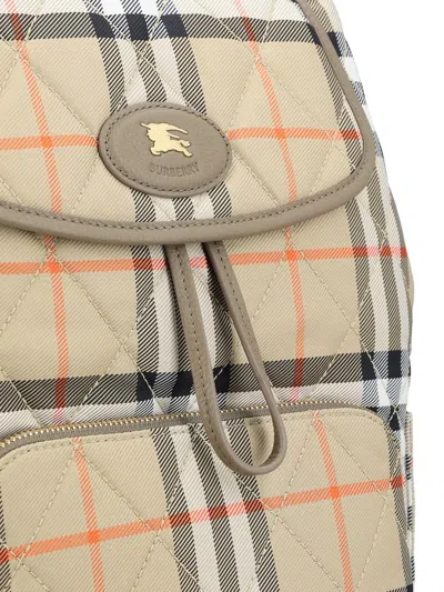 Burberry Womens Sand Horseshoe Check Woven Backpack In Neutral