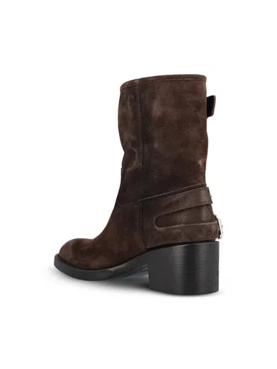 Chloé Stylish Block Heel Suede Ankle Boots In Brown