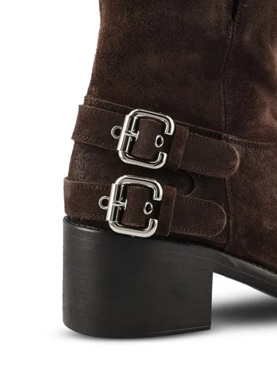 Chloé Stylish Block Heel Suede Ankle Boots In Brown