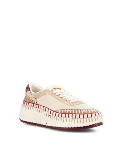 Chloé Nama Textured-sole Lace-up Sneakers In Multi