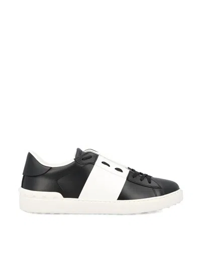 Valentino Open Low-top Sneakers Rubber Sole In Black