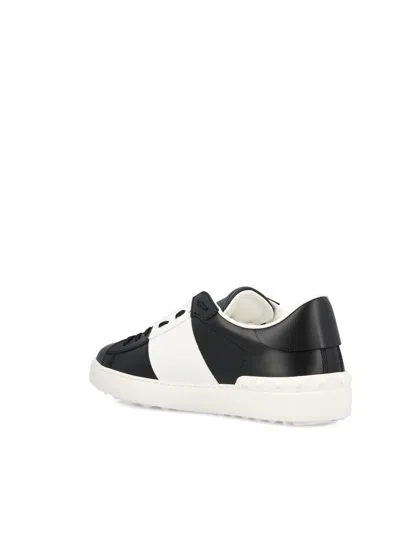 Valentino Open Low-top Sneakers Rubber Sole In Black