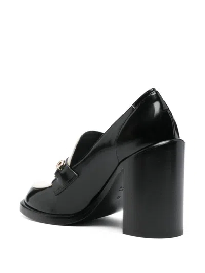Gucci Stylish Two-tone Loafers Block Heel In Black