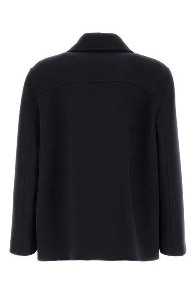 Valentino Double Wool Peacoat In Black