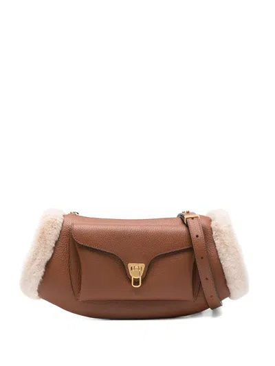 Coccinelle Structured Calfskin Shoulder Bag In Brown
