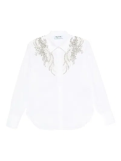 Blumarine White Shirt In Cotton With Sparkling In White