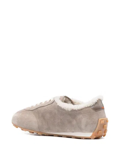 Santoni Panelled Sneakers In Brown