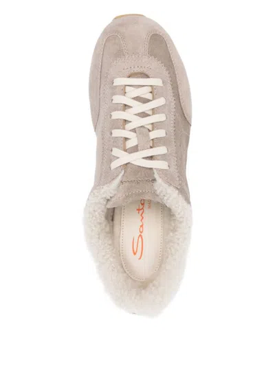 Santoni Panelled Sneakers In Brown
