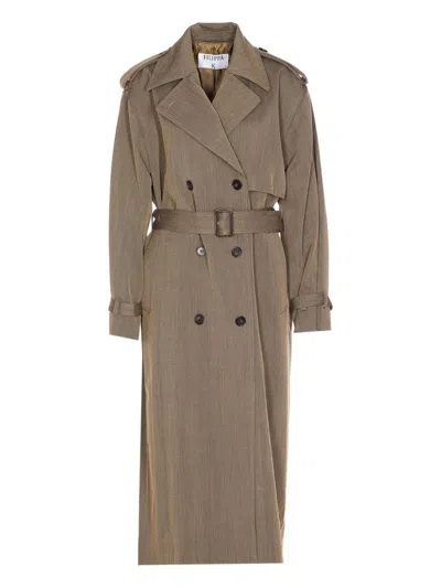 Filippa K Long Sleeve Belted Coat Pockets In Brown