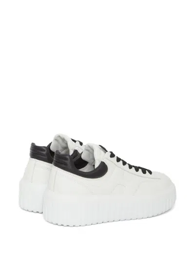 Hogan Low-top H-stripes Leather Sneakers In White