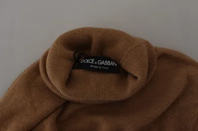 Dolce & Gabbana Beige Cashmere Turtleneck Pullover Men's Sweater In Brown
