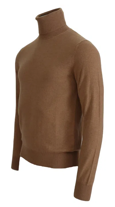 Dolce & Gabbana Beige Cashmere Turtleneck Pullover Men's Sweater In Brown