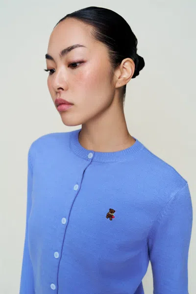 Danielle Guizio Ny June Relaxed Wool Cardigan In Blue