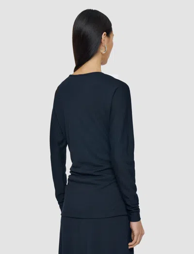 Joseph Wool Jersey V Neck Top In Black
