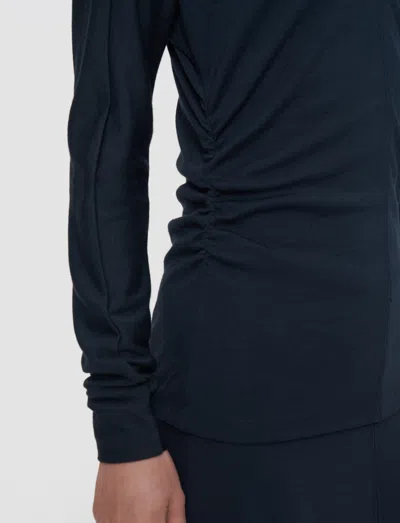 Joseph Wool Jersey V Neck Top In Black