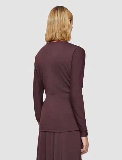 Joseph Wool Jersey V Neck Top In Brown