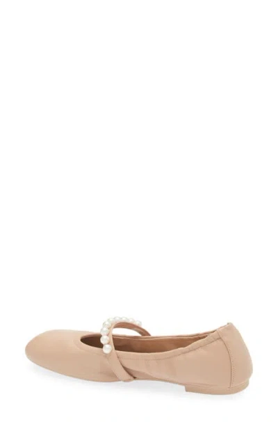 Stuart Weitzman Goldie Faux Pearl-embellished Leather Ballet Flats In Neutral