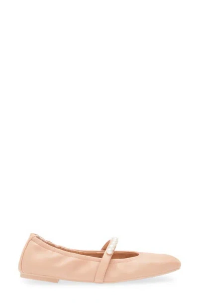 Stuart Weitzman Goldie Faux Pearl-embellished Leather Ballet Flats In Neutral