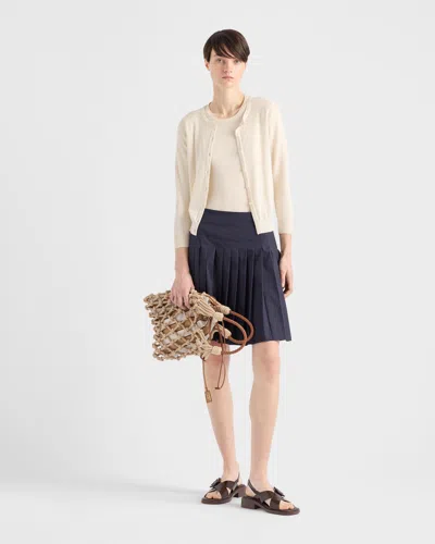 Prada Silk-cotton Short-sleeve Sweater In Neutral