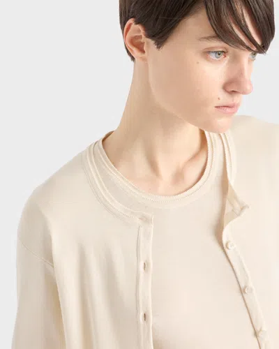 Prada Silk-cotton Short-sleeve Sweater In Neutral
