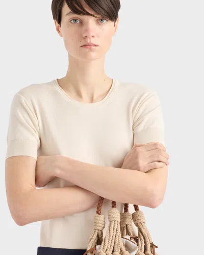 Prada Silk-cotton Short-sleeve Sweater In Neutral