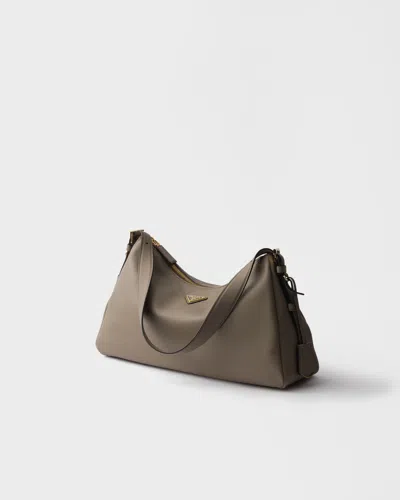 Prada Aimee Large Leather Shoulder Bag In Brown
