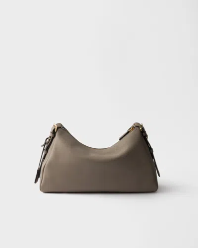 Prada Aimee Large Leather Shoulder Bag In Brown
