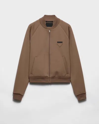 Prada Technical Fleece Blouson Jacket In Brown
