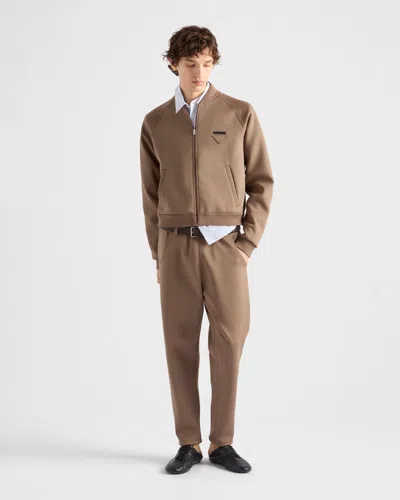 Prada Technical Fleece Blouson Jacket In Brown
