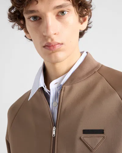 Prada Technical Fleece Blouson Jacket In Brown