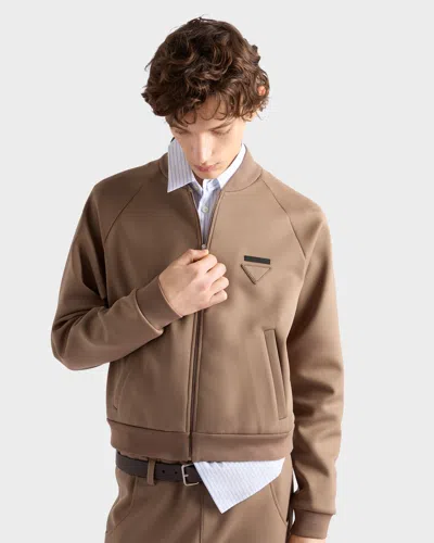 Prada Technical Fleece Blouson Jacket In Brown