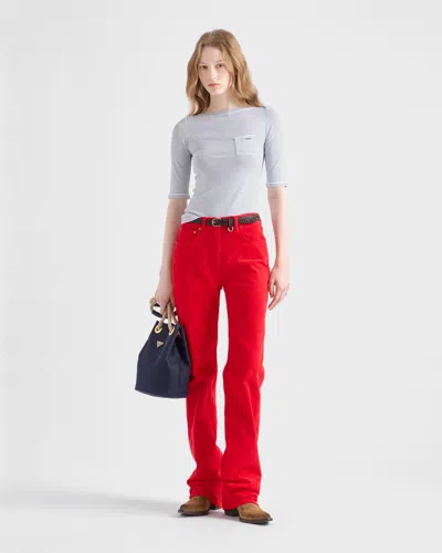 Prada Viscose Boat Neck Sweater In Gray