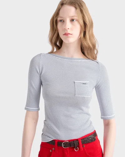 Prada Viscose Boat Neck Sweater In Gray