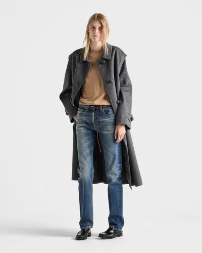 Prada Crew Neck Cashmere Sweater In Neutral