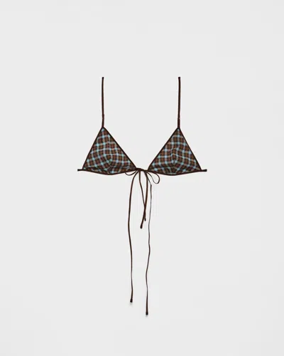 Prada Checked Georgette Bra In Multi
